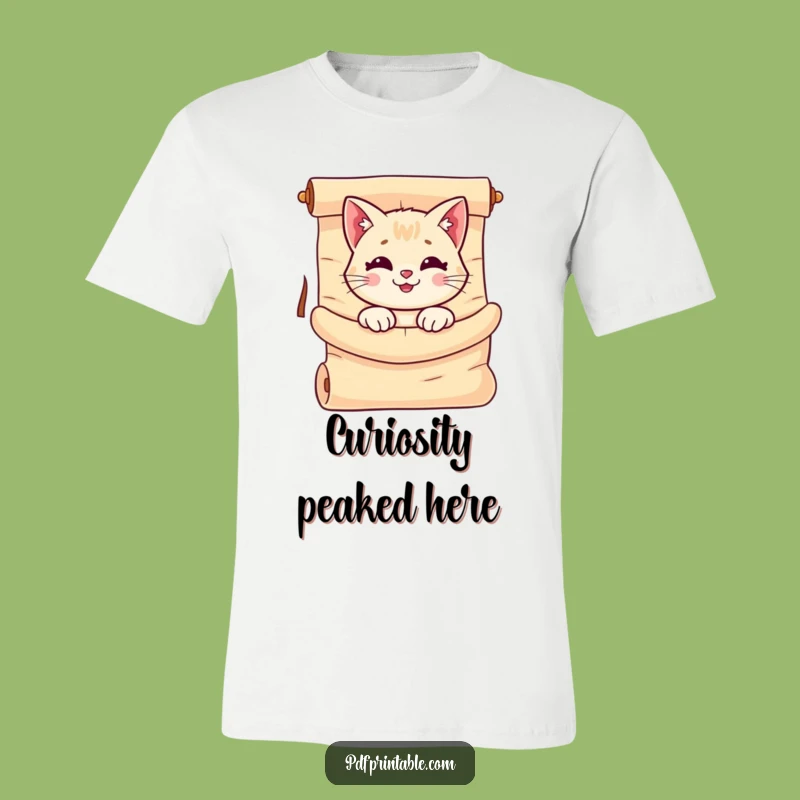 Funny Cat Scroll T-Shirt: Smiling Peek, Unrolled Paper, Comfy Funny Gift