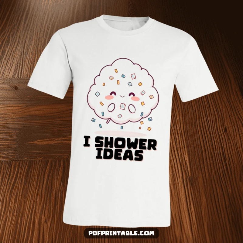 Funny T-Shirt: A cute cloud character showering tiny document icons, representing a playful take on administrative tasks.