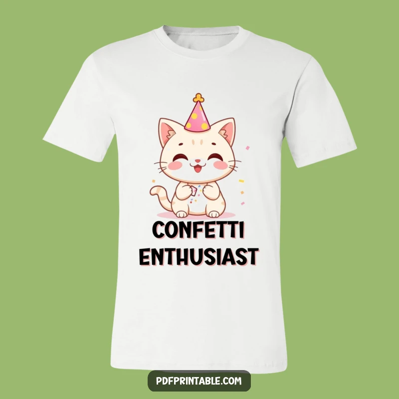 Funny Confetti Cat Party T-Shirt - Wearable celebration and perfect funny gift for fun-lovers.