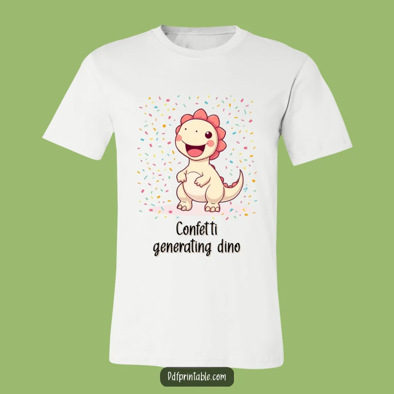 Funny Confetti Dino Printing T-Shirt: Wear Your Joy with This Hilarious and Colorful Design