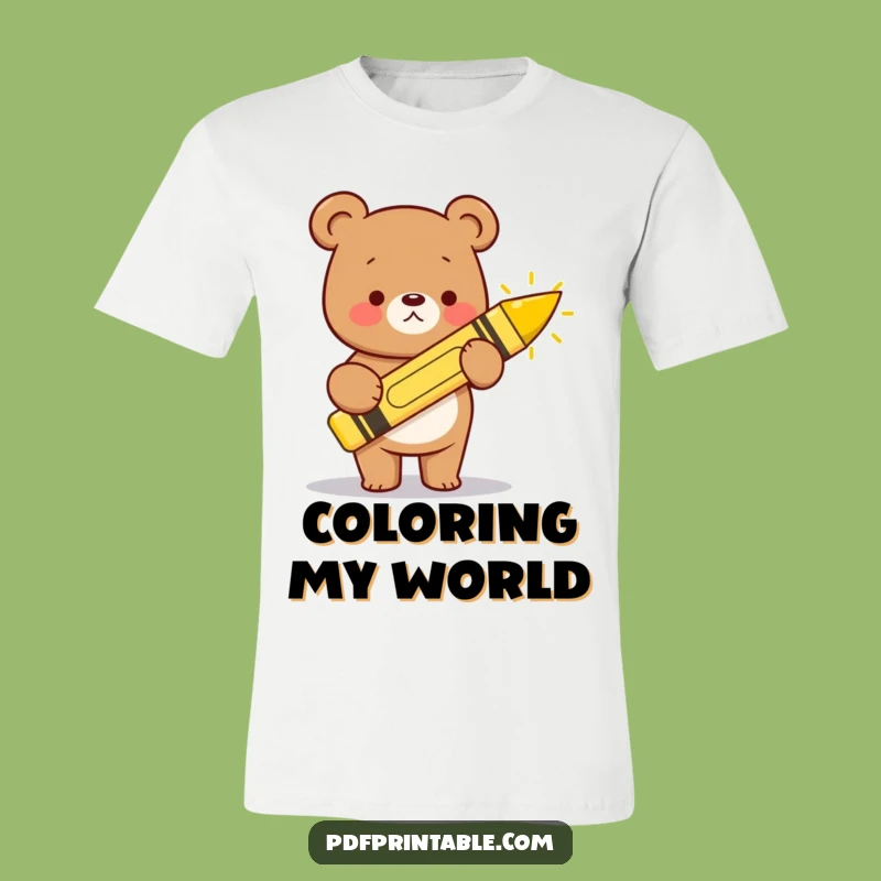 Funny Kawaii Bear Crayon T-Shirt: Draw Happy Sun Tee, Ideal Funny Gift