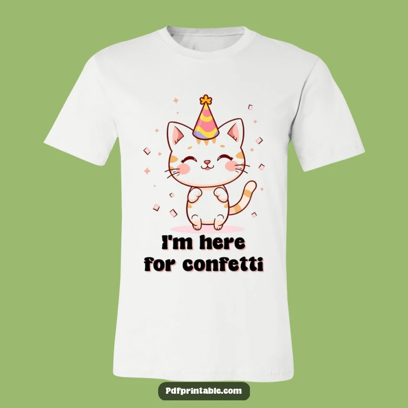 Funny Kawaii Cat Party T-Shirt: Cute Cat Celebration Tee, Perfect Funny Gift