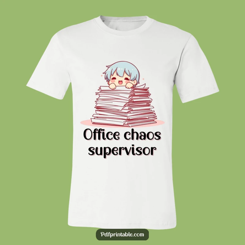 Funny Paper Avalanche T-Shirt: Character Buried in Work, Hilarious Office Apparel