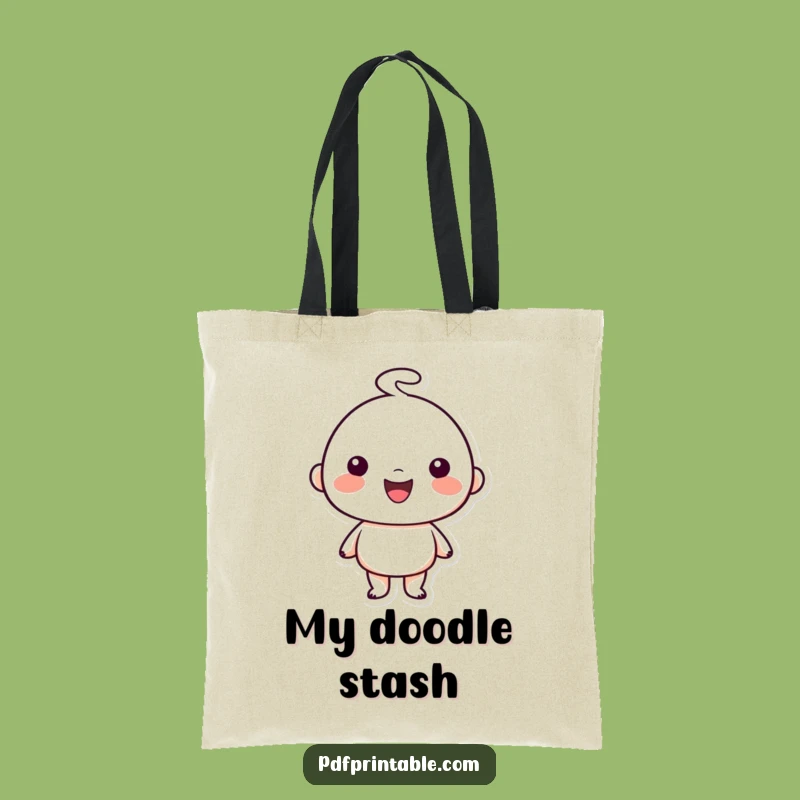 Funny Art Tote Bag: Happy Character S Doodle, Practical Funny Gift