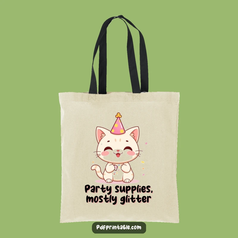 Funny Confetti Cat Tote Bag - Whimsical and humorous gift for party planners and cat moms.