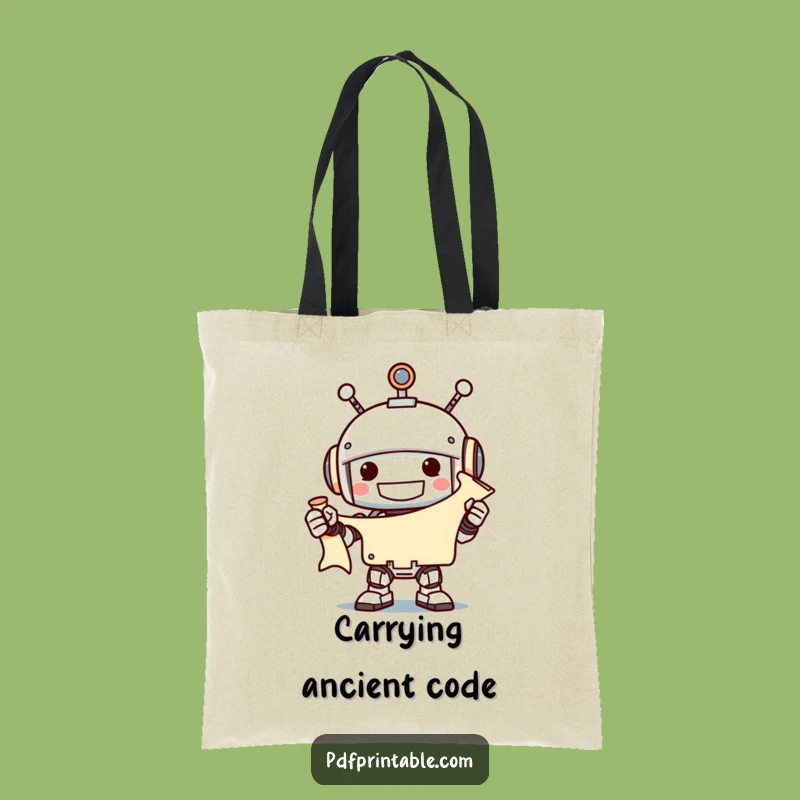Funny Robot Scroll Tote Bag: Hilarious and Practical Bag for Tech Savvy Individuals