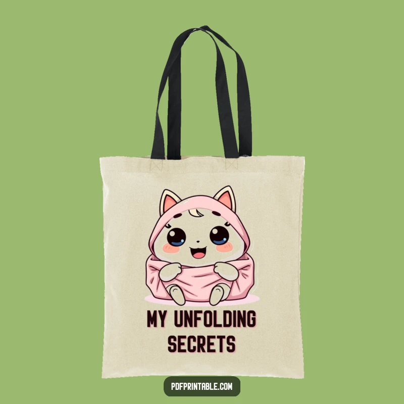 Funny Kawaii Giggling Unfolder Tote Bag for Creative Reveals